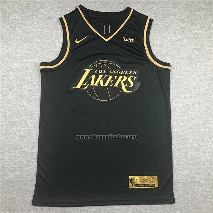 Camiseta Golden Edition Los Angeles Lakers Kobe Bryant NO 24 Negro
